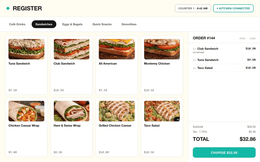 Cafe system: A fast point of sale