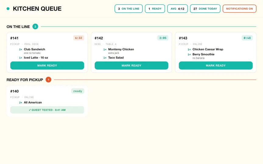 Cafe system: Orders flow straight to the line